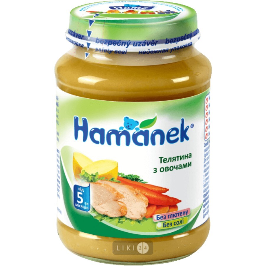 Пюре Hamanek телятина с овощами, 190 г: цены и характеристики