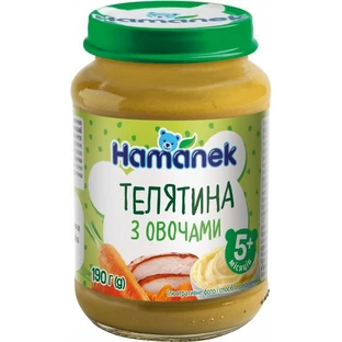 Пюре Hamanek телятина с овощами и картофелем, 190 г