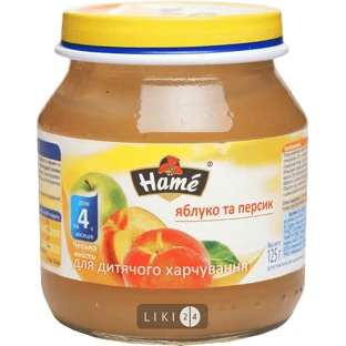 Пюре на фруктовій основі "персик" торгової марки "hame" 125 г