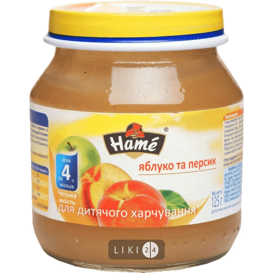 Пюре на фруктовій основі "персик" торгової марки "hame" 125 г: ціни та характеристики