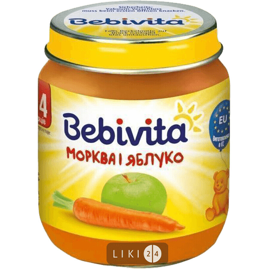 Пюре овоще-фруктовое "морковь и яблоко" тм "bebivita" 100 г: цены и характеристики