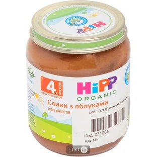 Пюре фруктовое "сливы с яблоками" hipp 125 г, с 4 мес.