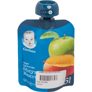 Пюре Gerber Pouch Яблоко и манго, 90 г,6 месяцев