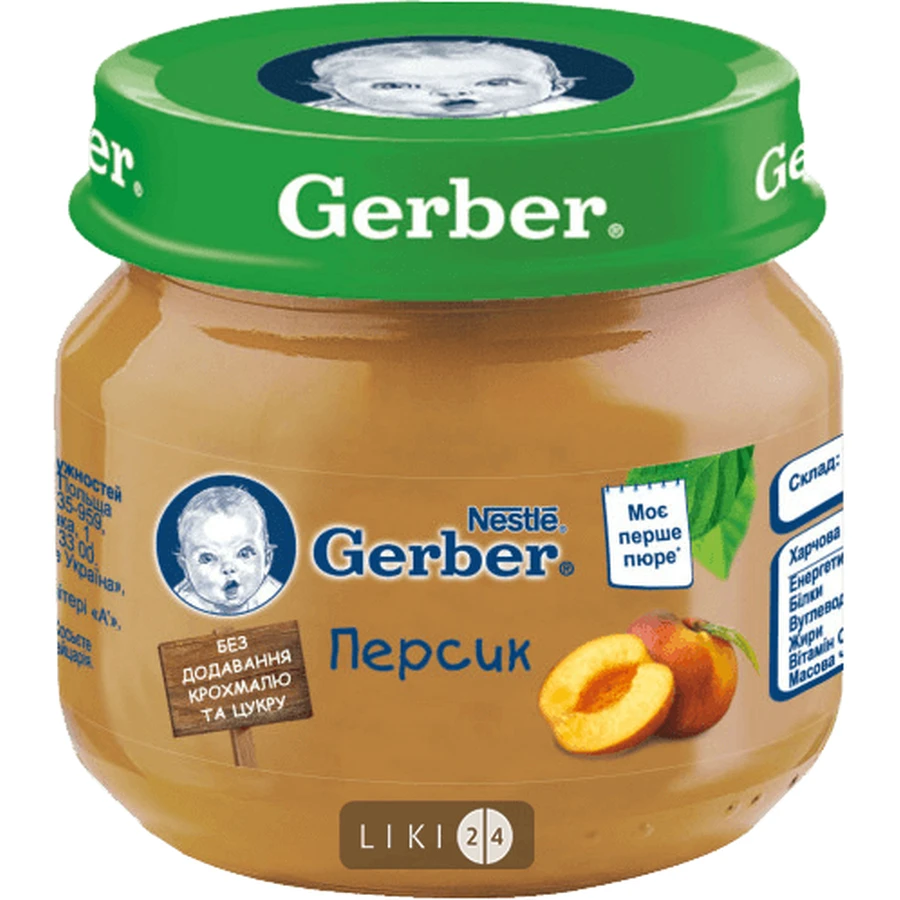 Пюре фруктовое гомогенизированное тм "gerber" "персик" витамин. 80 г, с 6 месяцев: цены и характеристики