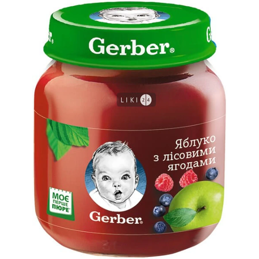 Пюре фруктове тм "gerber" "яблуко з лісовими ягодами" вітамін. 130 г, для дітей від 6 місяців: ціни та характеристики