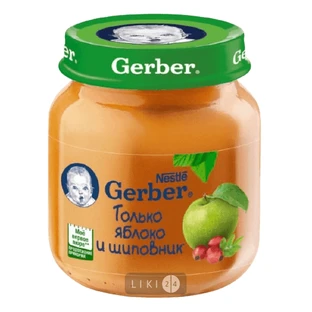 Пюре фруктовое Gerber Яблоко с шиповником, 130 г, с 5 месяцев