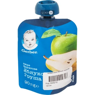 Фруктове пюре Gerber Яблуко та груша з 6 місяців 90 г