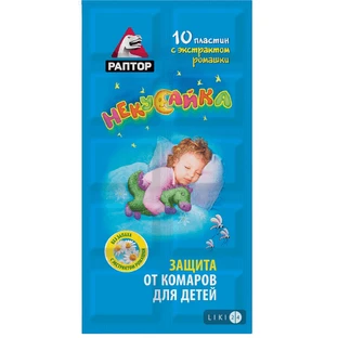 Пластины Раптор Некусайка от комаров для детей 10 шт