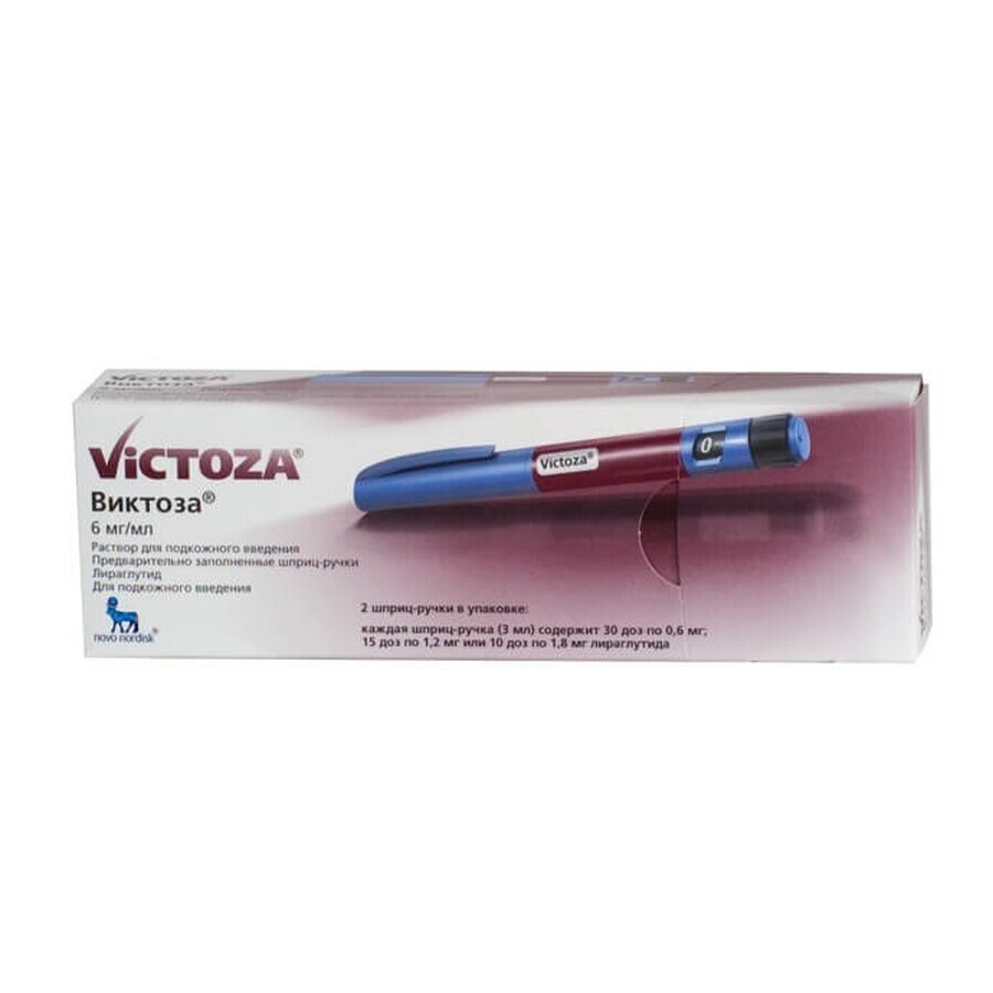 Віктоза р-н д/ін. 6 мг/мл картридж, вклад. в шприц-ручку 3 мл: ціни та характеристики