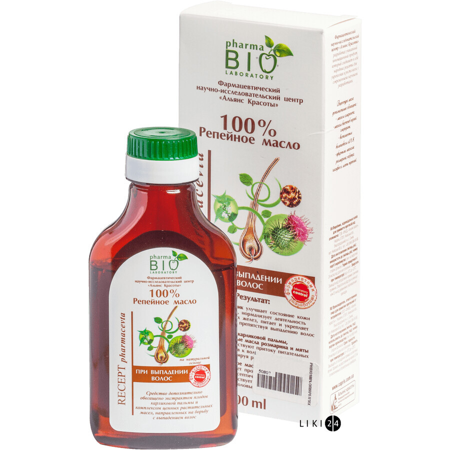 Репейное масло Pharma Bio Laboratory при выпадении волос 100 мл: цены и характеристики