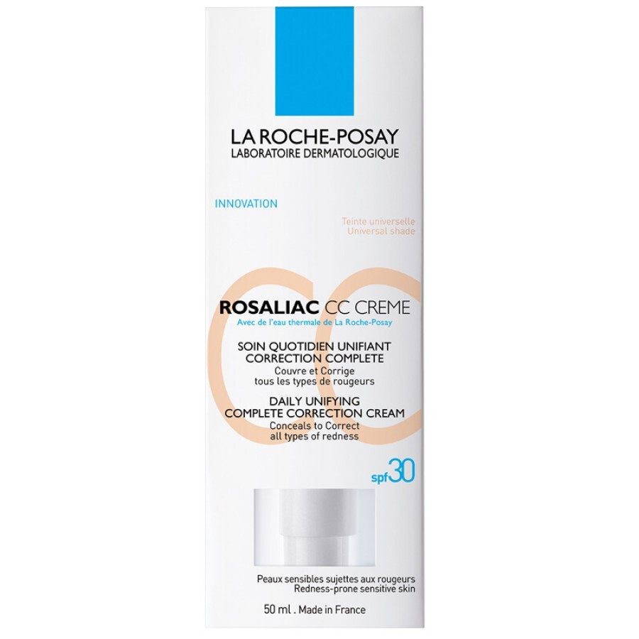 СС Крем La Roche-Posay Rosaliac комплексної дії для шкіри схильної до почервоніння SPF30, універсальний відтінок, 50 мл: ціни та характеристики