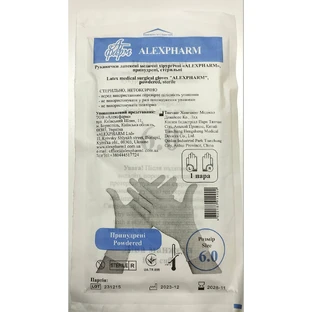 Перчатки Alexpharm (Алексфарм) хирургические латексные припудренные стерильные размер 6 1 параа