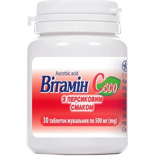 Вітамін C 500 табл. жув. 0,5 г, з персиковим смаком №30