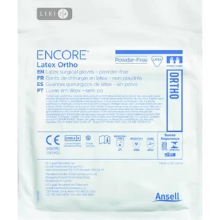 Рукавички латексні хірургічні стерильні без пудри encore latex ortho розмір 9 пара
