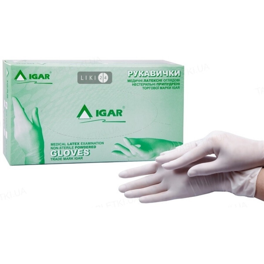 Перчатки медицинские смотровые латексные нестерильные неприпудренные тм "igar" L пара №50: цены и характеристики