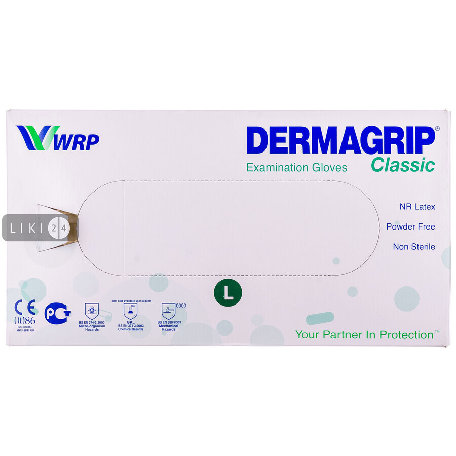 Перчатки медицинские смотровые нестерильные "dermagrip" латексные неприпудренные 9-10, classic №100: цены и характеристики