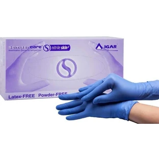 Рукавички медичні Sempercare Nitrile Skin² оглядові нітрилові неприпудрені, розмір S (6-7), пара №100