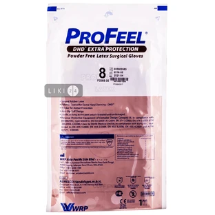 Рукавички медичні хірургічні стерильні "profeel dhd extra protection" розмір 8 пара, н/припудр., латексні