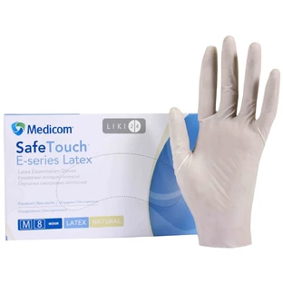 Рукавички оглядові латексні опудрені нестерильні safetouch e-series S №2