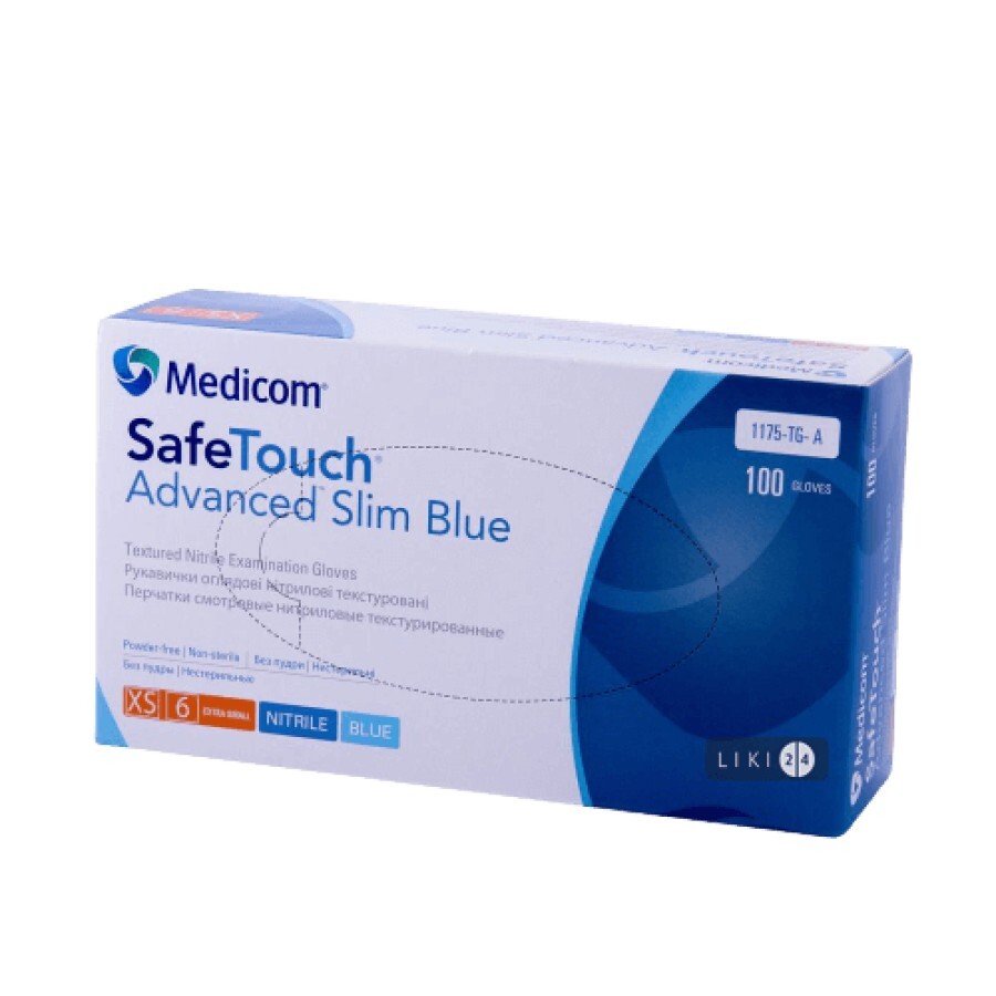 Перчатки Safetouch Advanced Slim Blue смотровые нитриловые без пудры S пара: цены и характеристики