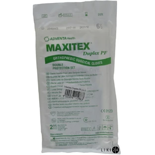Перчатки хирургические латексные неопудренные стерильные maxitex duplex pf размер 6,5 пара