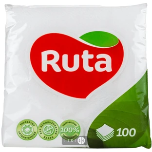 Серветки "рута" Ruta 100 білі, 24 х 24см №100