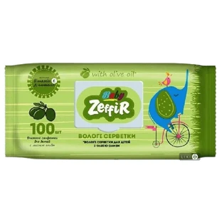 Салфетки влажные Zeffir Baby с оливковым маслом и витаминами 100 шт