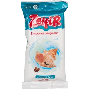 Серветки вологі тм "Zeffir", з ароматом морського бризу №15