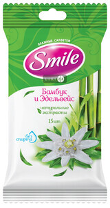 Влажные салфетки Smile Daily Fresh Бамбук и эдельвейс 15 шт