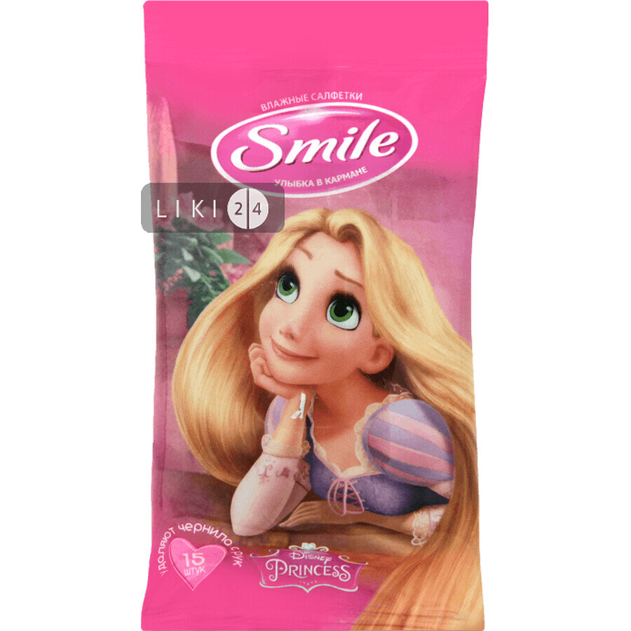 Салфетки влажные Smile Принцессы Дисней 15 шт: цены и характеристики
