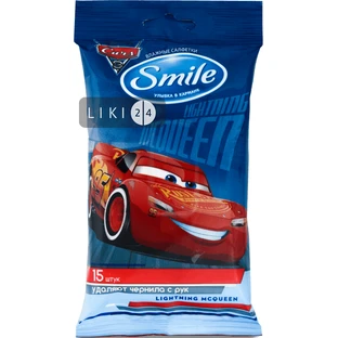Серветки вологі Smile Тачки 15 шт