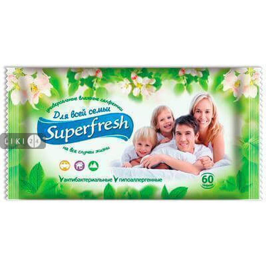 Вологі серветки Superfresh для дітей і мам з клапаном і вітамінним комплексом 60 шт: ціни та характеристики