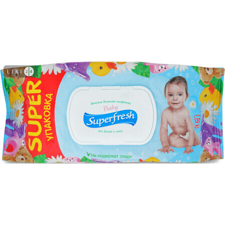 Вологі серветки Superfresh для дітей і мам з клапаном і вітамінним комплексом 120 шт