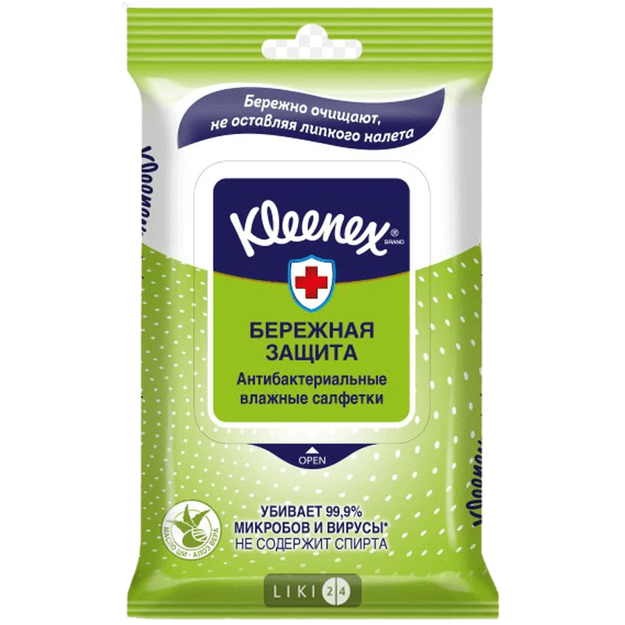 Салфетки влажные kleenex protect антибактер. №10: цены и характеристики