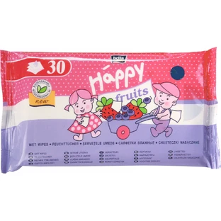 Серветки вологі для дітей "bella baby happy fruits" з аром. полуниці та чорниці №30