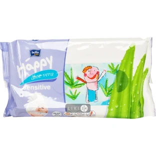 Влажные салфетки Bella Baby Happy Sensitive Aloe Vera для детей 56 шт