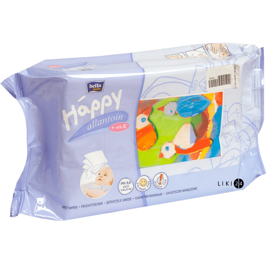 Влажные салфетки Bella Baby Happy Silk & Cotton для детей 64 шт: цены и характеристики