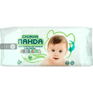 Серветки вологі для немовлят тм "snow panda" (тм "снежная панда") з екстр. алое вера, б/аромату №64