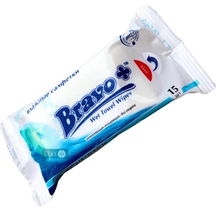 Салфетки влажные Bravo+ Морская свежесть 15 шт