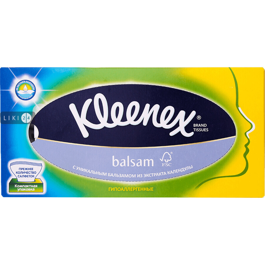 Серветки гігієнічні kleenex balsam коробка №80: ціни та характеристики