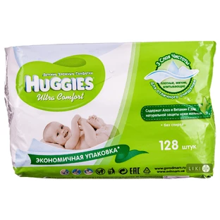 Салфетки детские увлажненные huggies ultra comfort+aloe  №128