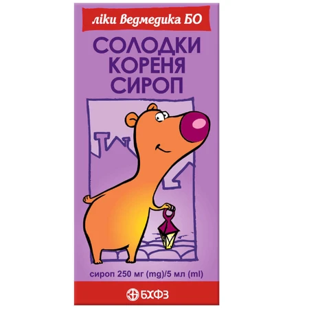 Солодки кореня сироп 250 мг/5 мл фл. 100 мл, з дозуюч. ложкою, у пачці: ціни та характеристики