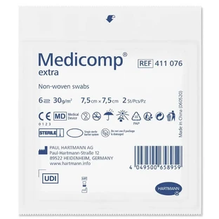 Салфетки Medicomp extra из нетканого материала стерильные, 7,5 см х 7,5 см