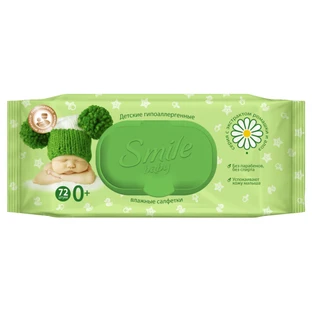 Вологі серветки Smile Baby Екстракт алое, ромашки з перших днів життя, №72