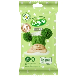 Вологі серветки Smile Baby для новонароджених з екстрактом ромашки і алое 24 шт