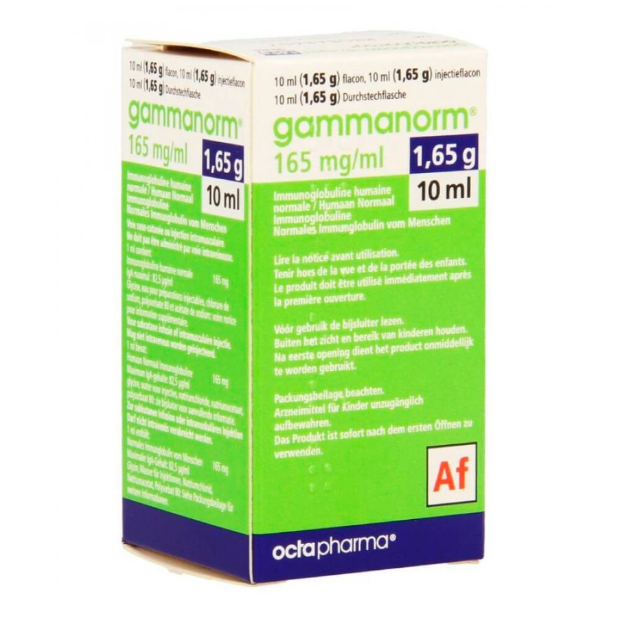 Гамманорм (иммуноглобулин человека нормальный) р-р д/ин. 165 мг/мл фл. 10 мл: цены и характеристики