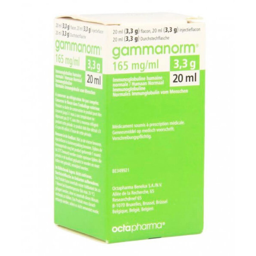 Гамманорм (иммуноглобулин человека нормальный) р-р д/ин. 165 мг/мл фл. 20 мл: цены и характеристики