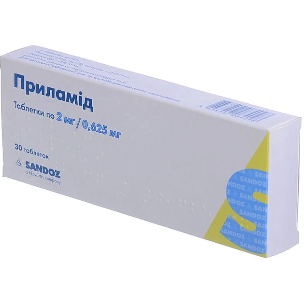 Приламід табл. 2 мг + 0,625 мг блістер №30: ціни та характеристики
