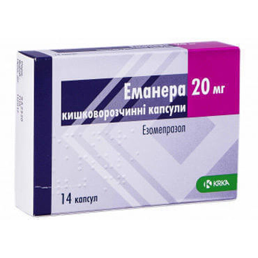 Эманера капс. кишечно-раств. 20 мг блистер №14: цены и характеристики
