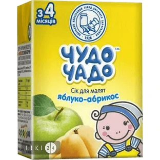 Сок яблочно-абрикосовый с мякотью и сахаром "дюймовочка" гомогенизированный стерилизованный тм "чудо-чадо" 200 мл